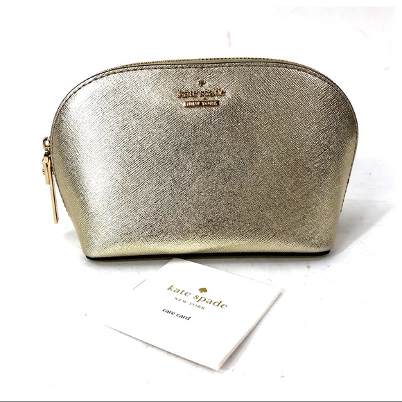 kate spade Handbags - Kate Spade Gold Zipper Cosmetic Bag NWT